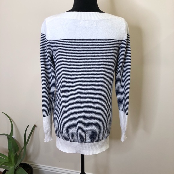 Ann Taylor LOFT Wool Blend White Black Stripe Sweater Tunic Small - Picture 7 of 7